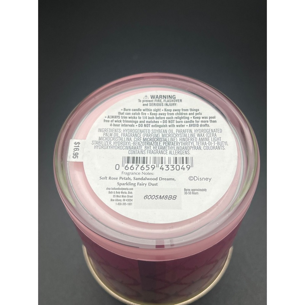 Bath & Body Works Disney Princess Aurora Candle 8oz Soy Wax Rose Sandalwood - Picture 2 of 2